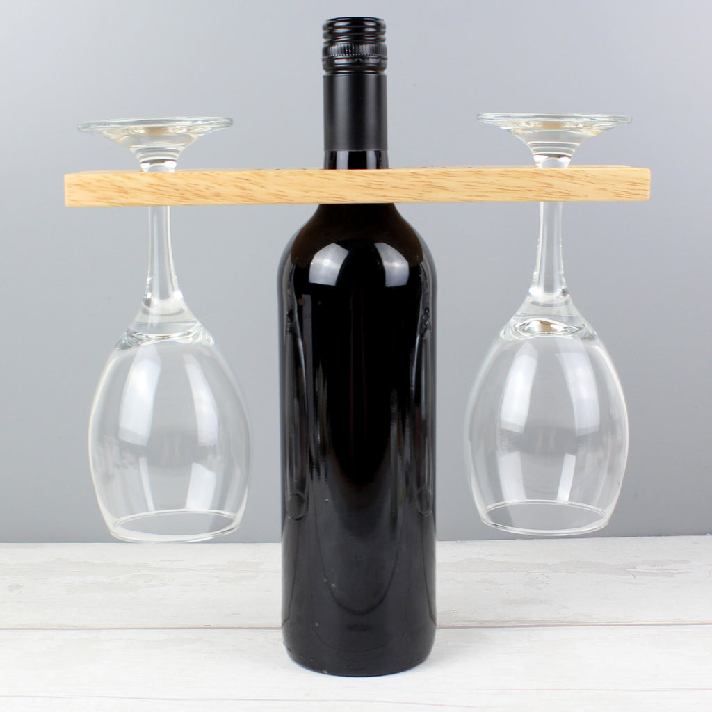 Personalised 'Improves With Wine' Wine Glass & Bottle Holder - Glass & Bottle Butler - Inspired Creative Gifts