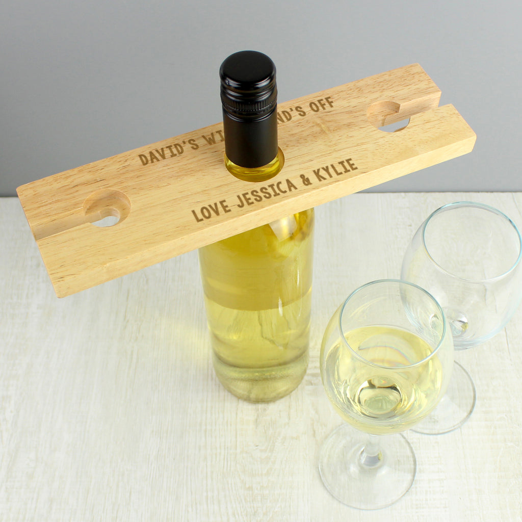 Personalised Free Text Wine Glass & Bottle Holder - Glass & Bottle Butler - Inspired Creative Gifts