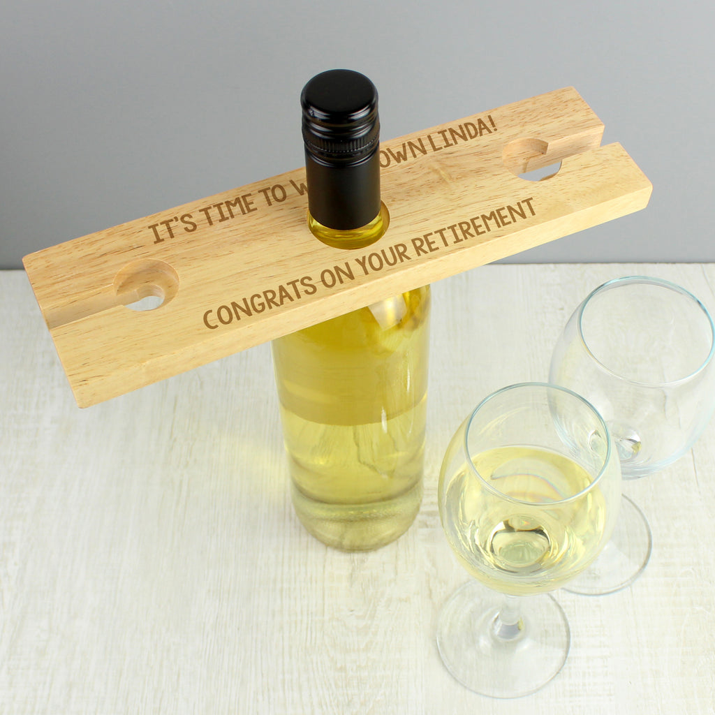 Personalised Free Text Wine Glass & Bottle Holder - Glass & Bottle Butler - Inspired Creative Gifts