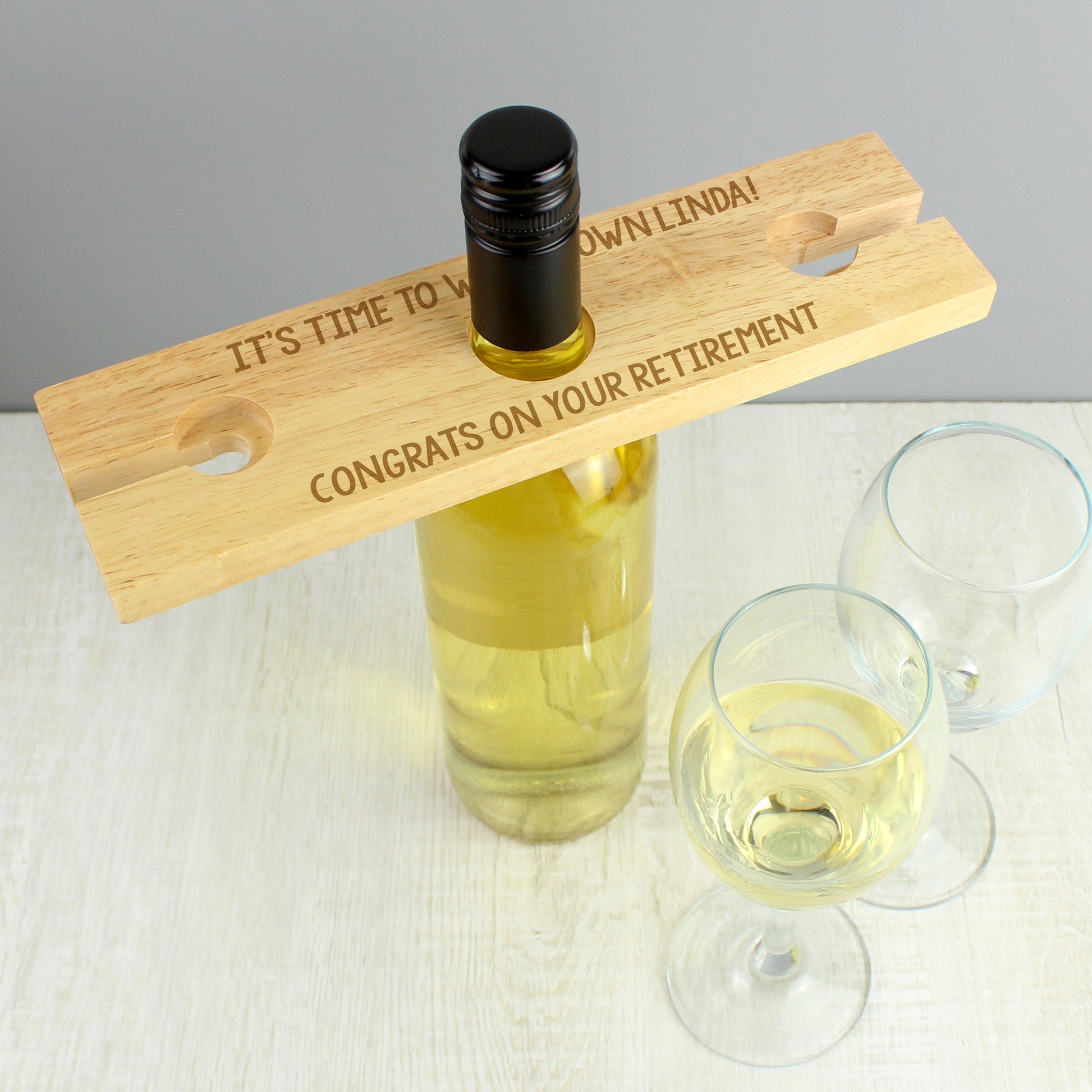 Personalised Free Text Wine Glass & Bottle Holder - Glass & Bottle Butler - Inspired Creative Gifts