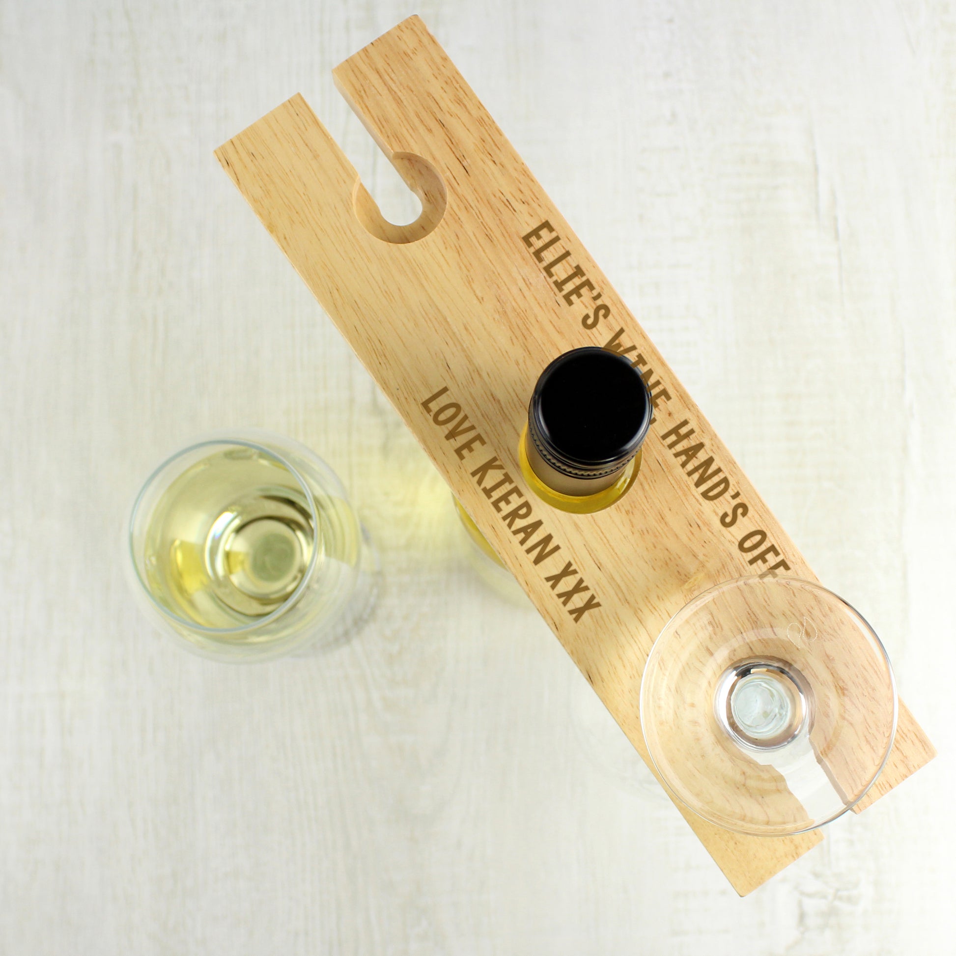 Personalised Free Text Wine Glass & Bottle Holder - Glass & Bottle Butler - Inspired Creative Gifts