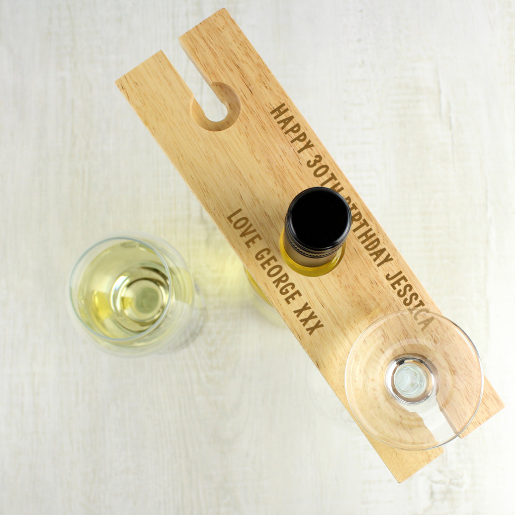 Personalised Free Text Wine Glass & Bottle Holder - Glass & Bottle Butler - Inspired Creative Gifts