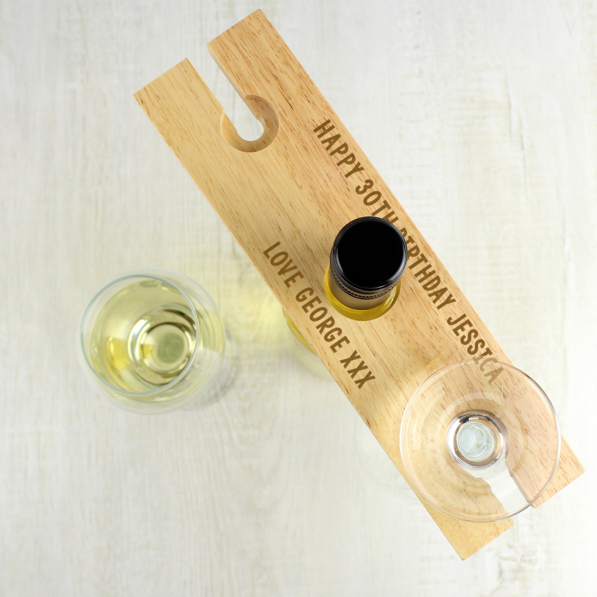 Personalised Free Text Wine Glass & Bottle Holder - Glass & Bottle Butler - Inspired Creative Gifts