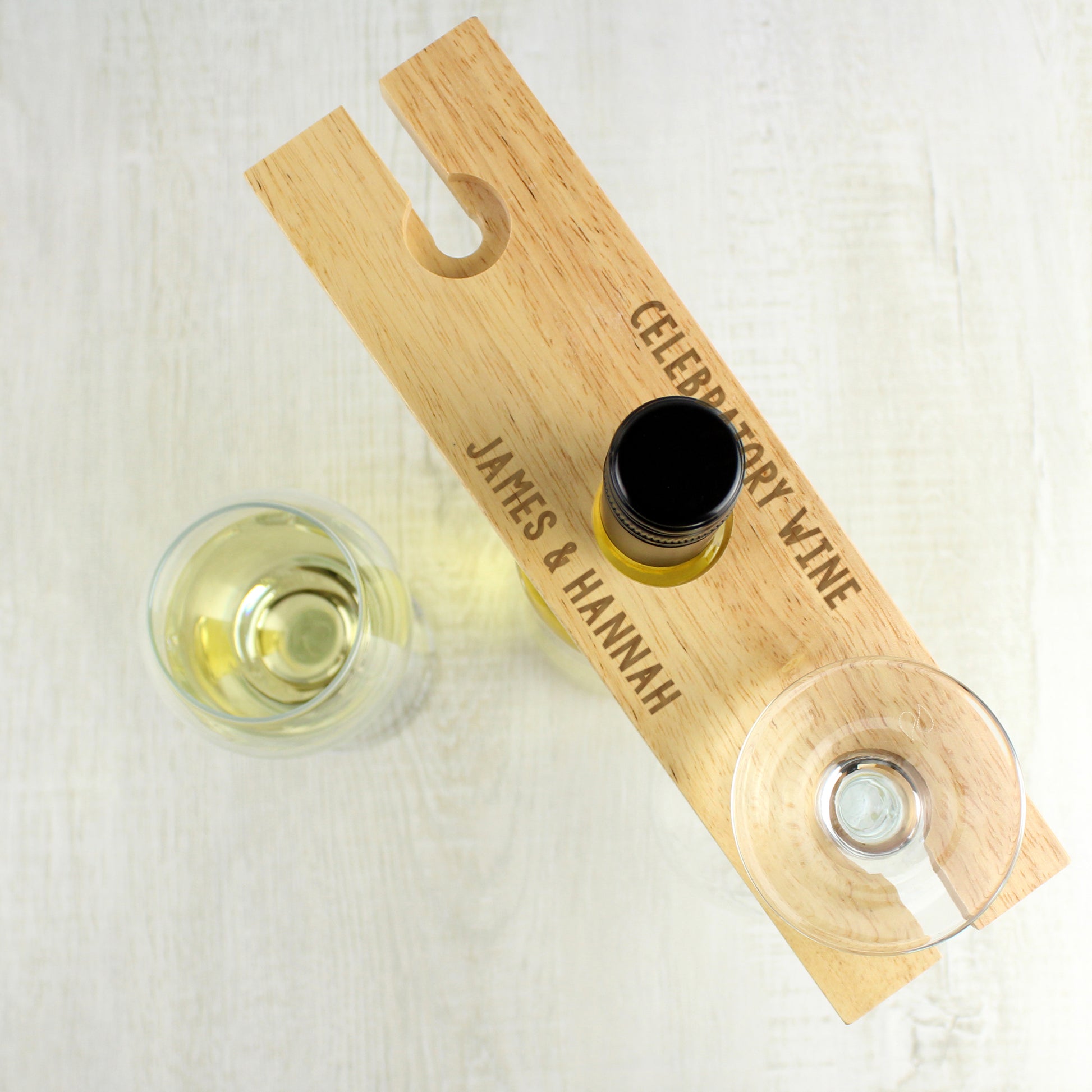Personalised Free Text Wine Glass & Bottle Holder - Glass & Bottle Butler - Inspired Creative Gifts