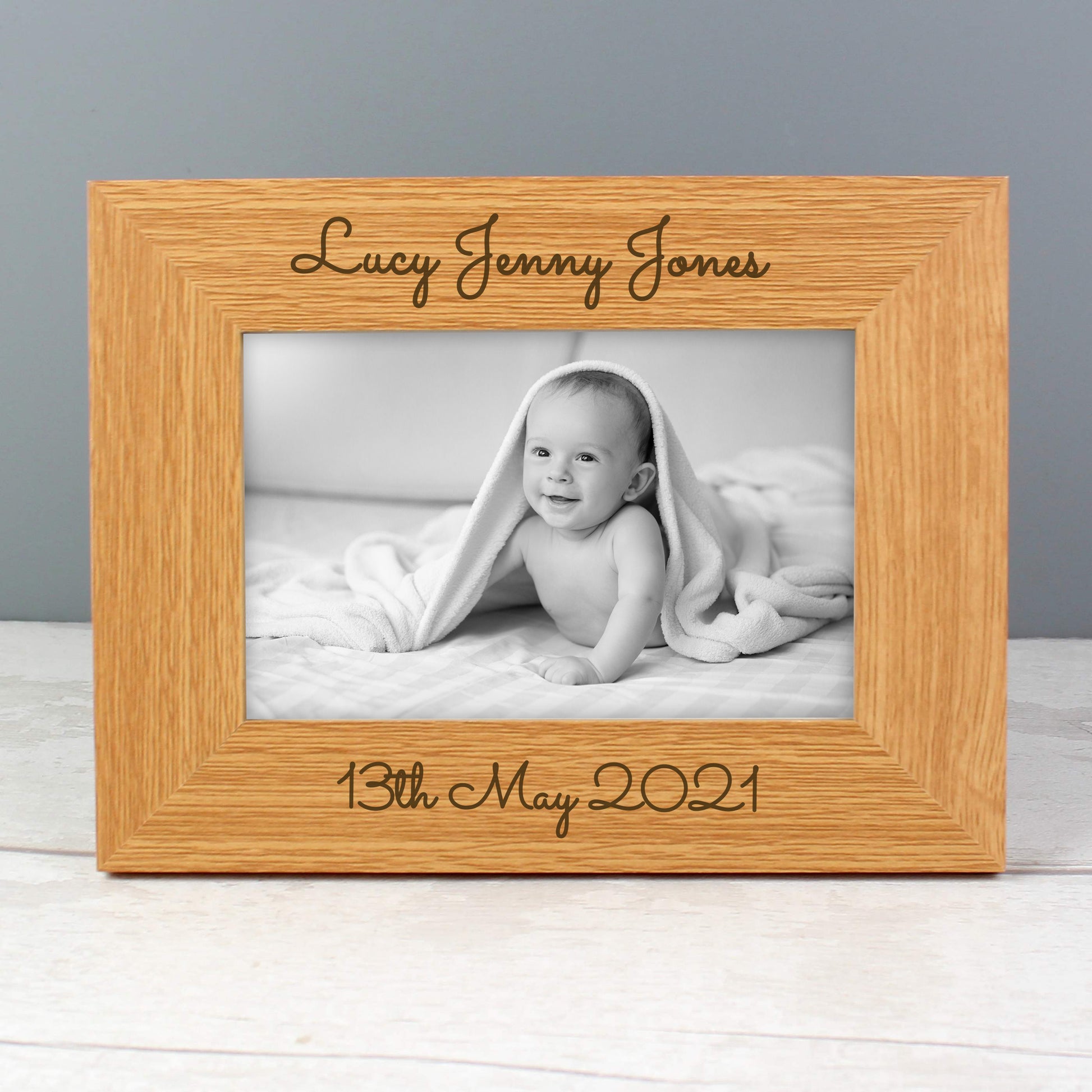 Personalised Free Text 6x4 Wooden Photo Frame - Inspired Creative Gifts