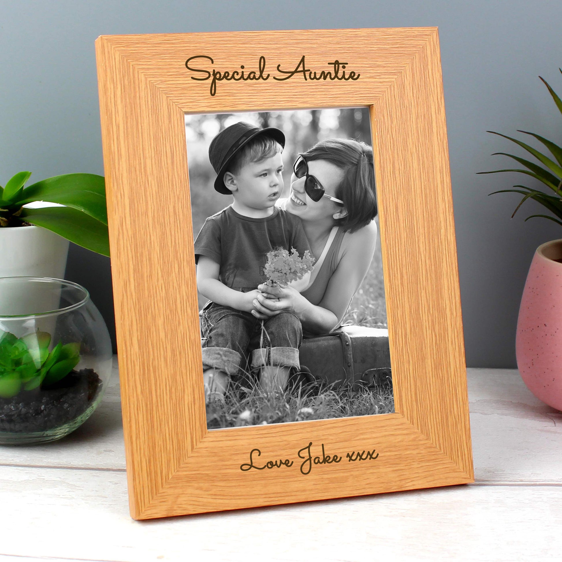 Personalised Free Text 6x4 Portrait Wooden Photo Frame - Inspired Creative Gifts