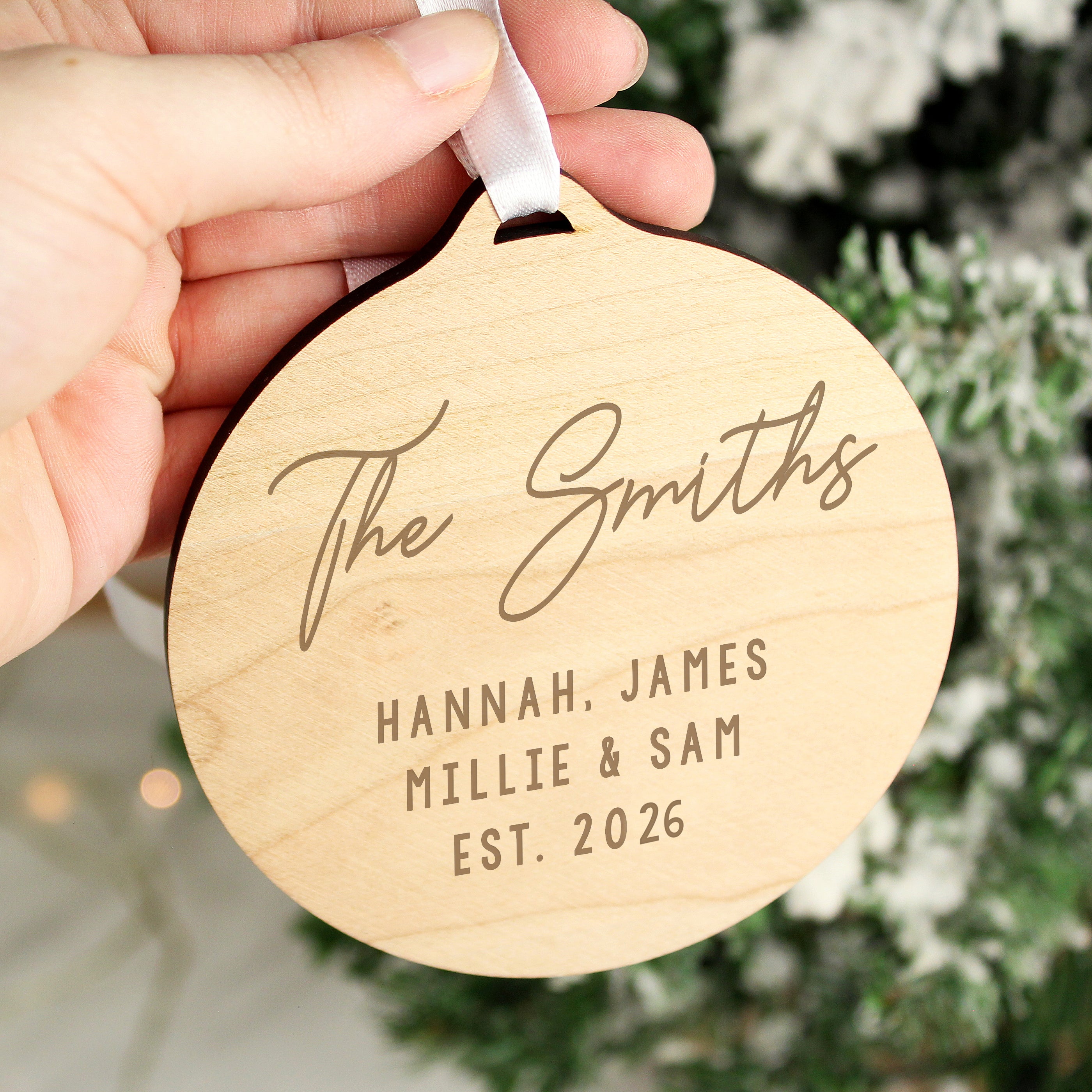 Personalised Free Text  Round Wooden Decoration |  | Inspired Creative Gifts