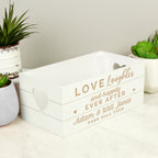 Personalised Love Laughter & ... White Wooden Crate | Storage | Inspired Creative Gifts