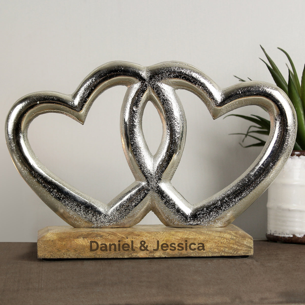 Personalised Free Text Double Heart Ornament | Ornaments