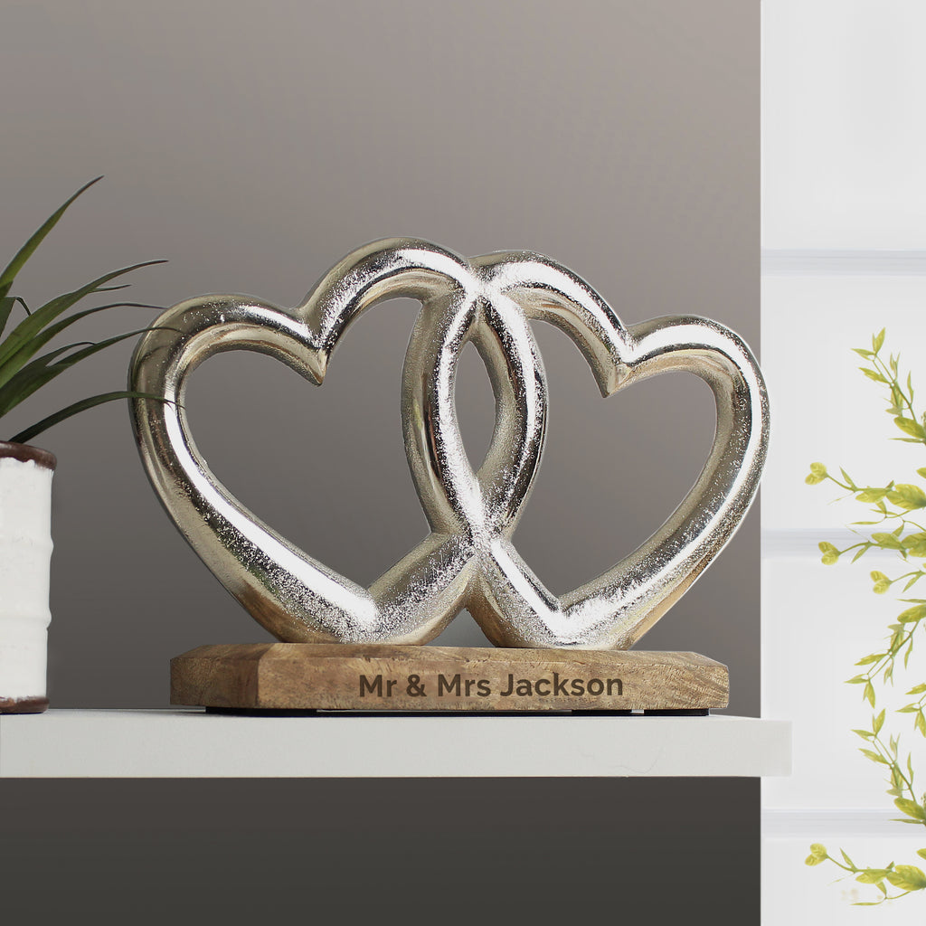 Personalised Free Text Double Heart Ornament | Ornaments