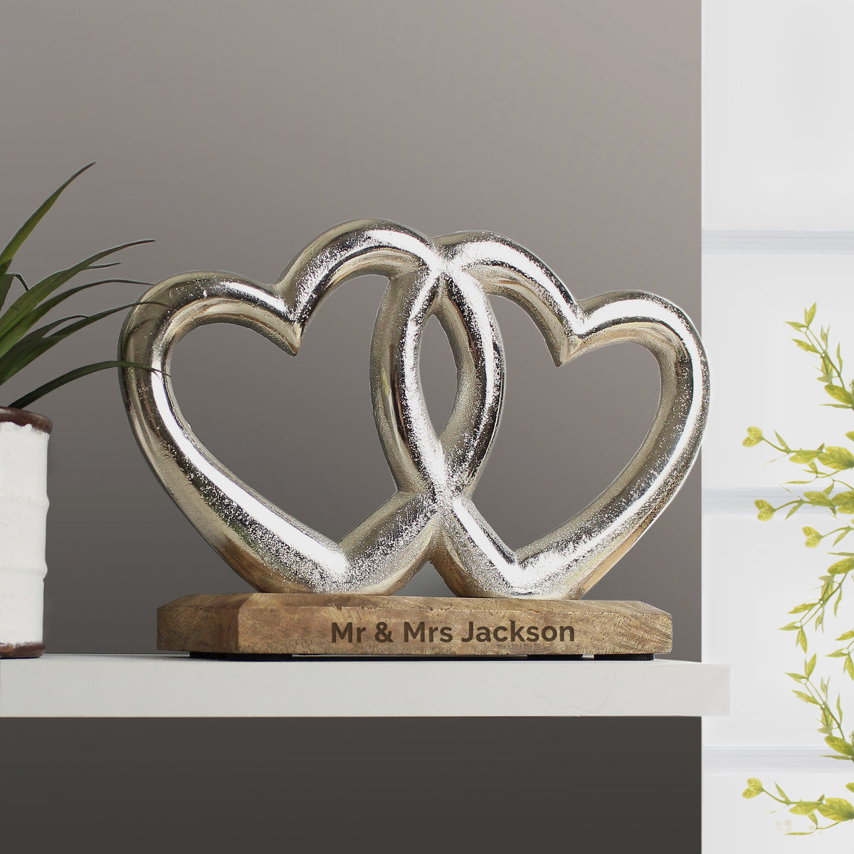 Personalised Free Text Double Heart Ornament | Ornaments