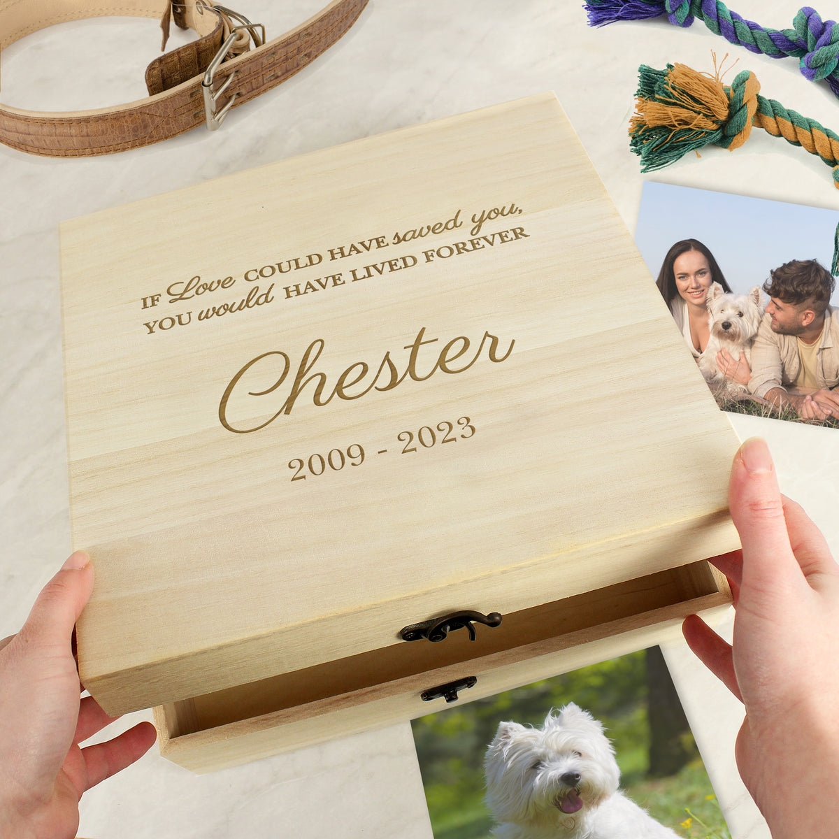 Personalised Pet Memorial Large Wooden Keepsake Box | Memorial Gift