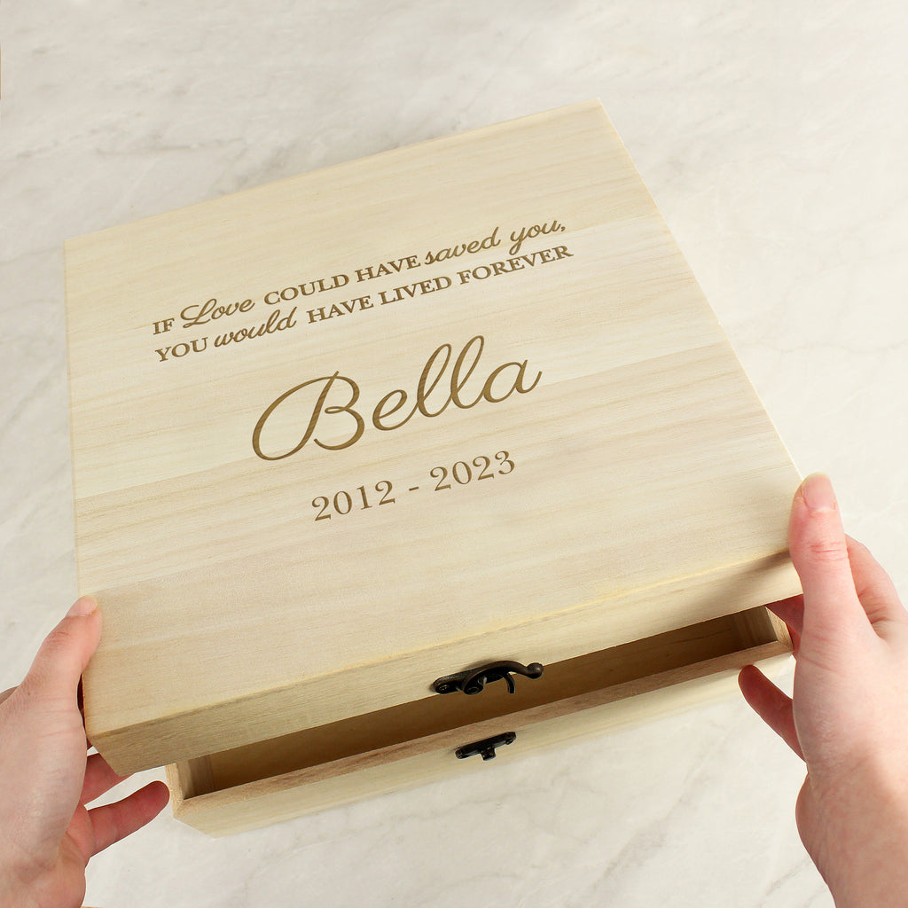 Personalised Pet Memorial Large Wooden Keepsake Box | Memorial Gift