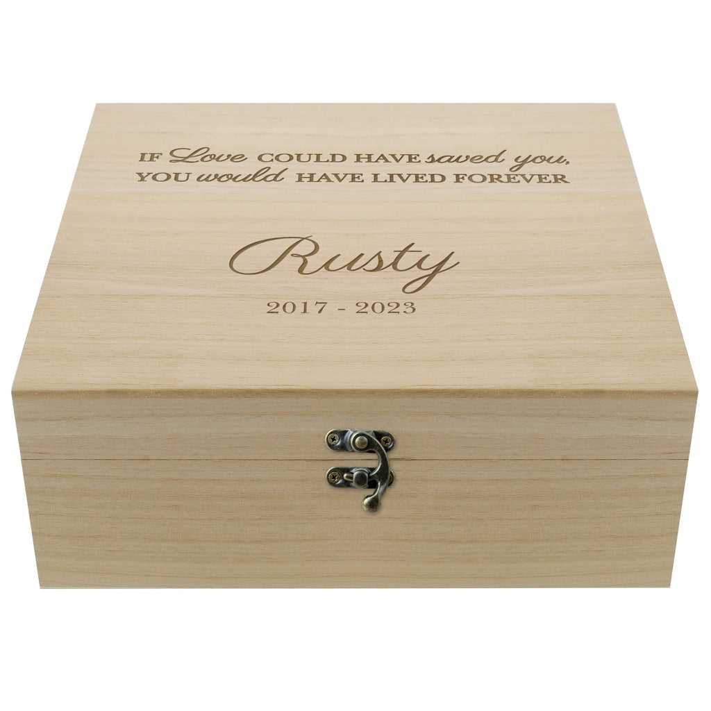 Personalised Pet Memorial Large Wooden Keepsake Box | Memorial Gift