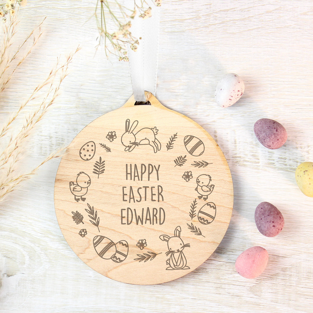 Personalised Happy Easter Wooden Decoration | Hanging Decorations & Signs
