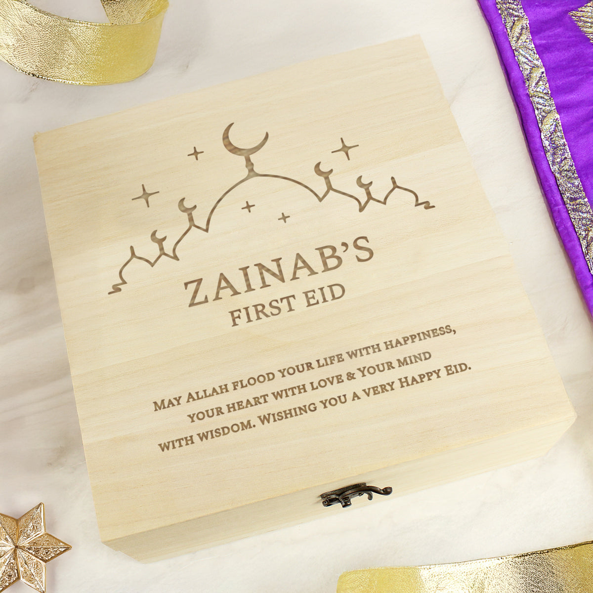 Personalised Eid and Ramadan Large Wooden Keepsake Box | Keepsakes