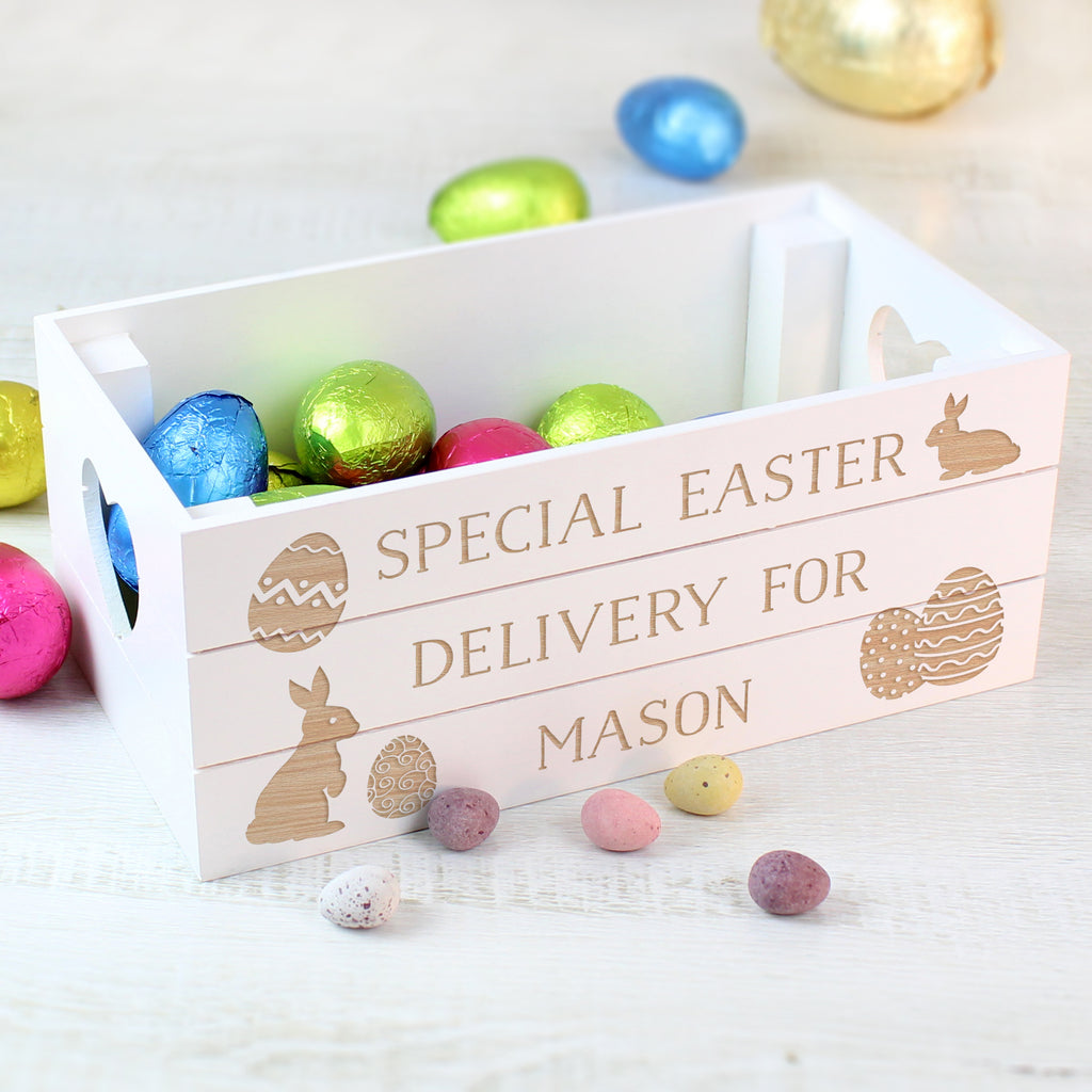 Personalised Easter Bunny Small Wooden Crate | Easter Gift