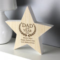 Personalised Dad of the Year Rustic Wooden Star Decoration | Ornaments
