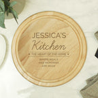 Personalised Heart of the Home Round Wooden Chopping Board for Wedding