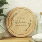 Personalised Laurel Round Wooden Chopping Board | Wedding Gift