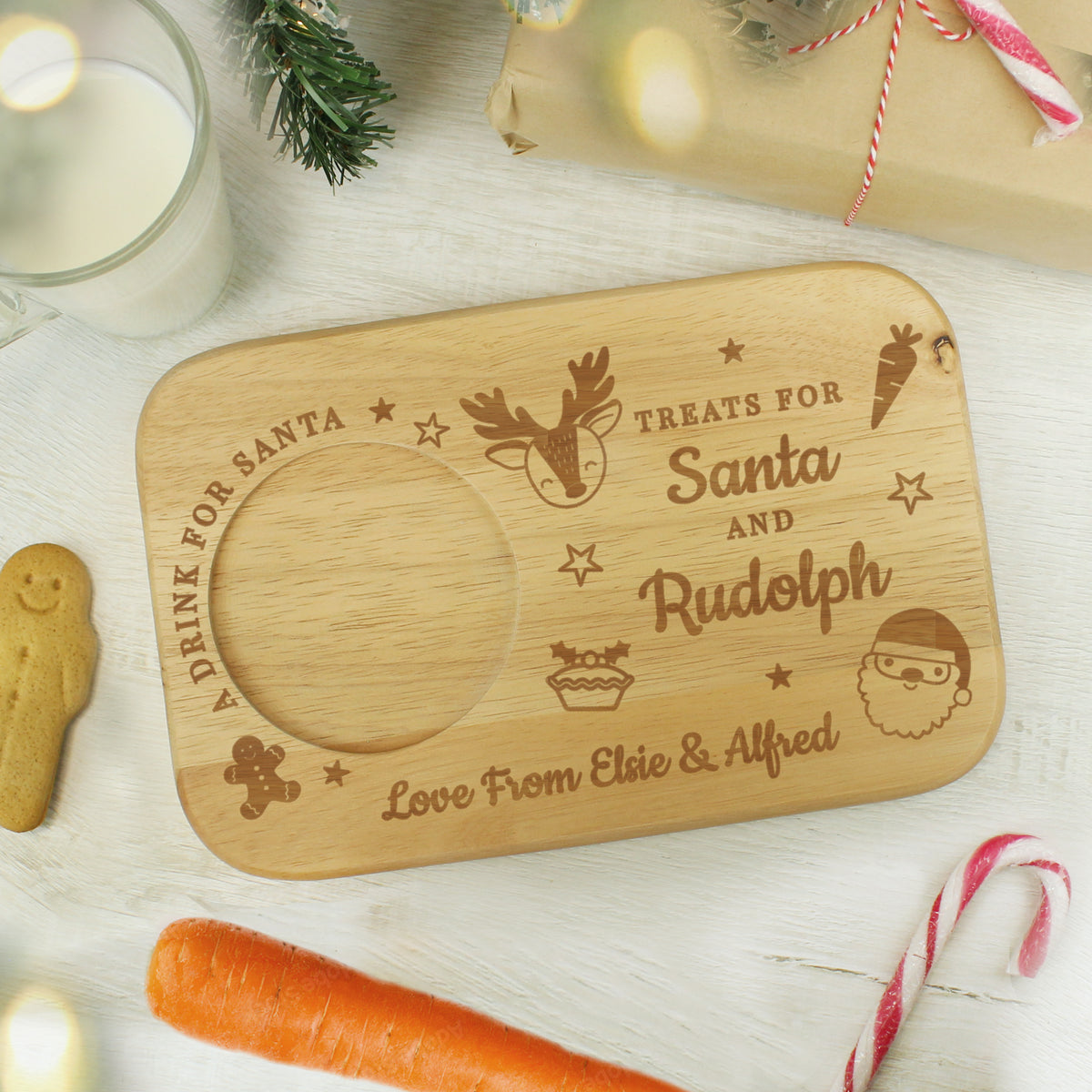 Personalised Treats for Santa Coaster Tray for Christmas