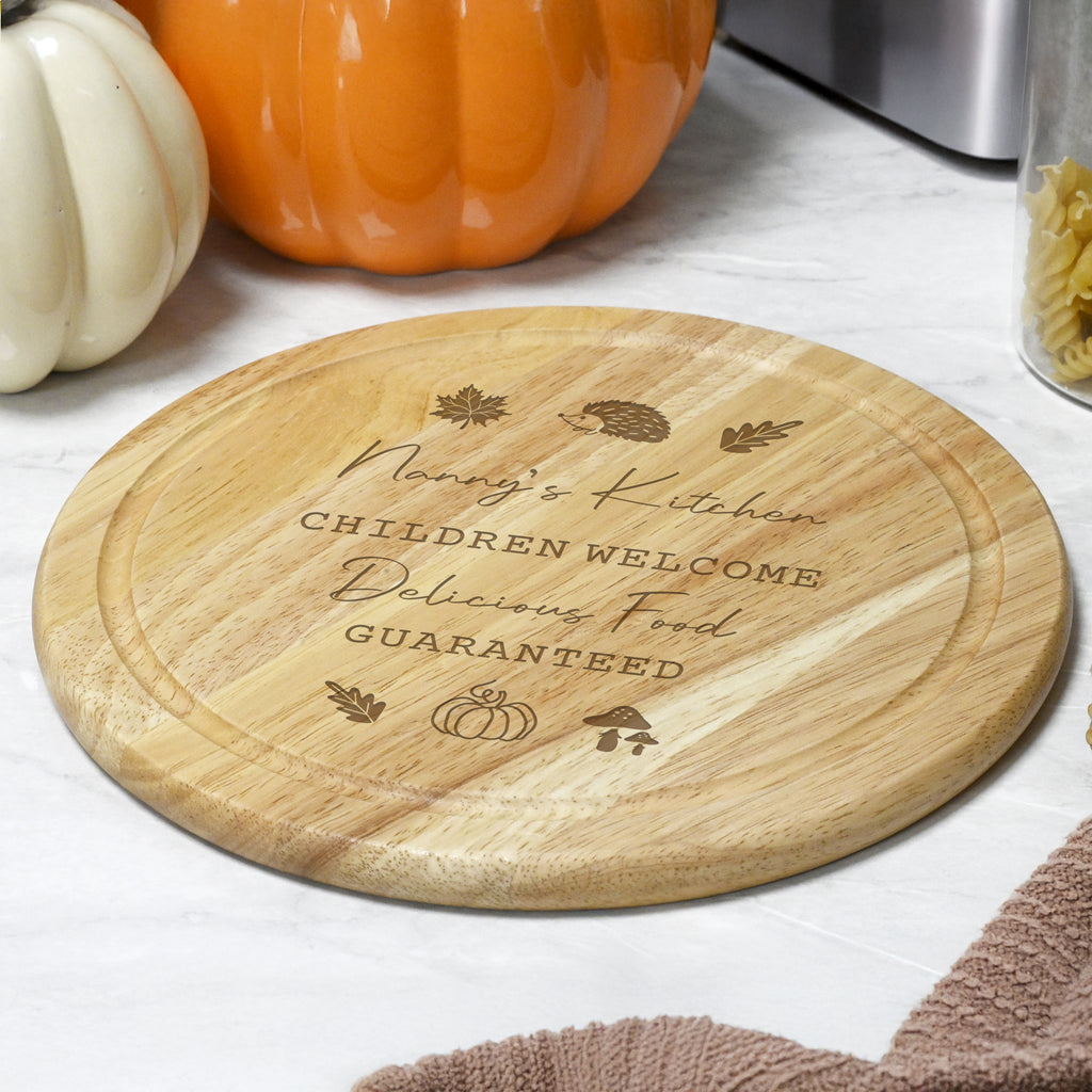 Personalised Autumn Wooden Chopping Board for Halloween