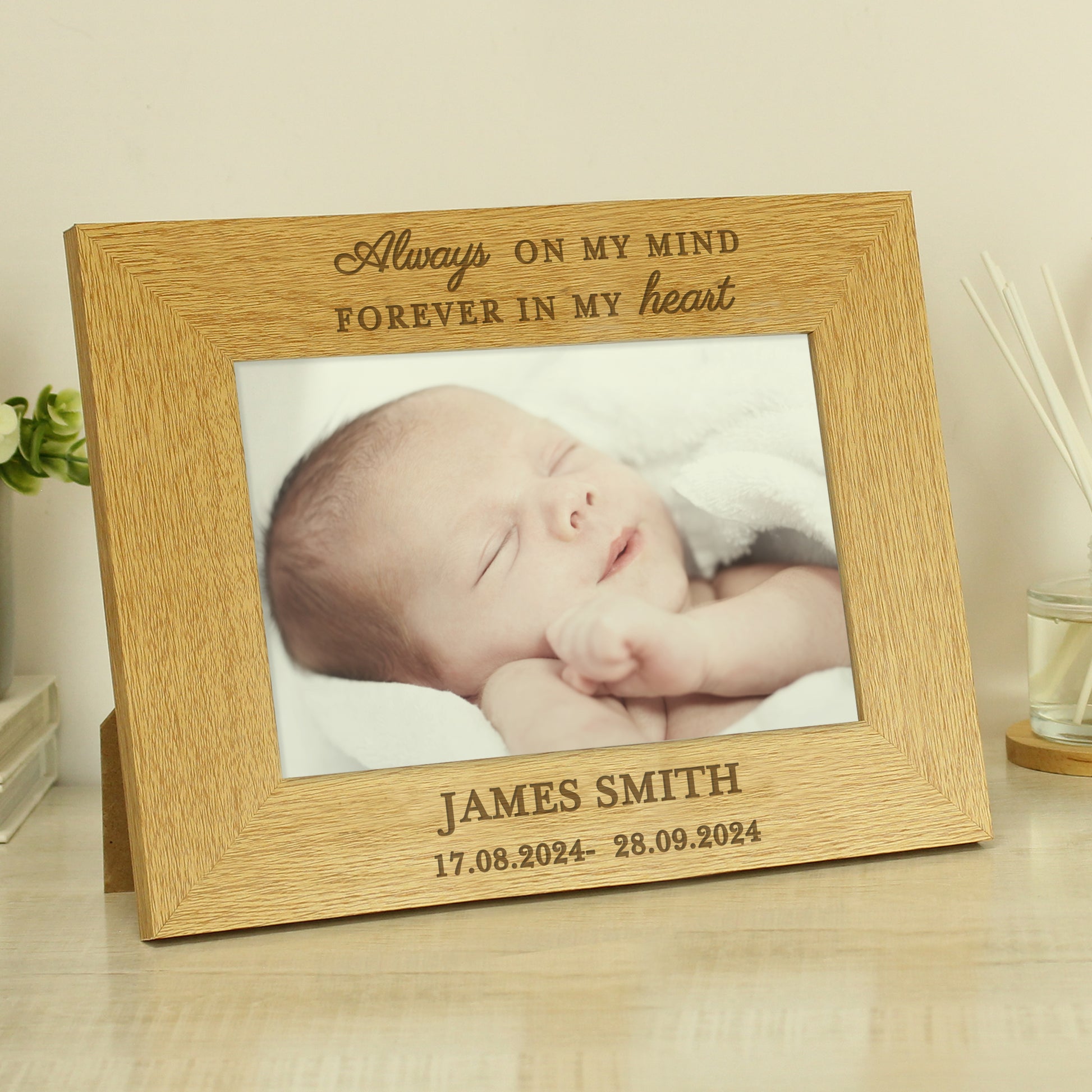 Personalised Memorial Always In My Heart 6x4 Wooden Photo Frame - Picture Frame - Inspired Creative Gifts