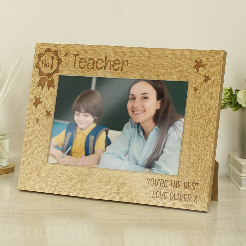 Personalised No.1 6x4 Landscape Wooden Photo Frame - Picture Frame - Inspired Creative Gifts