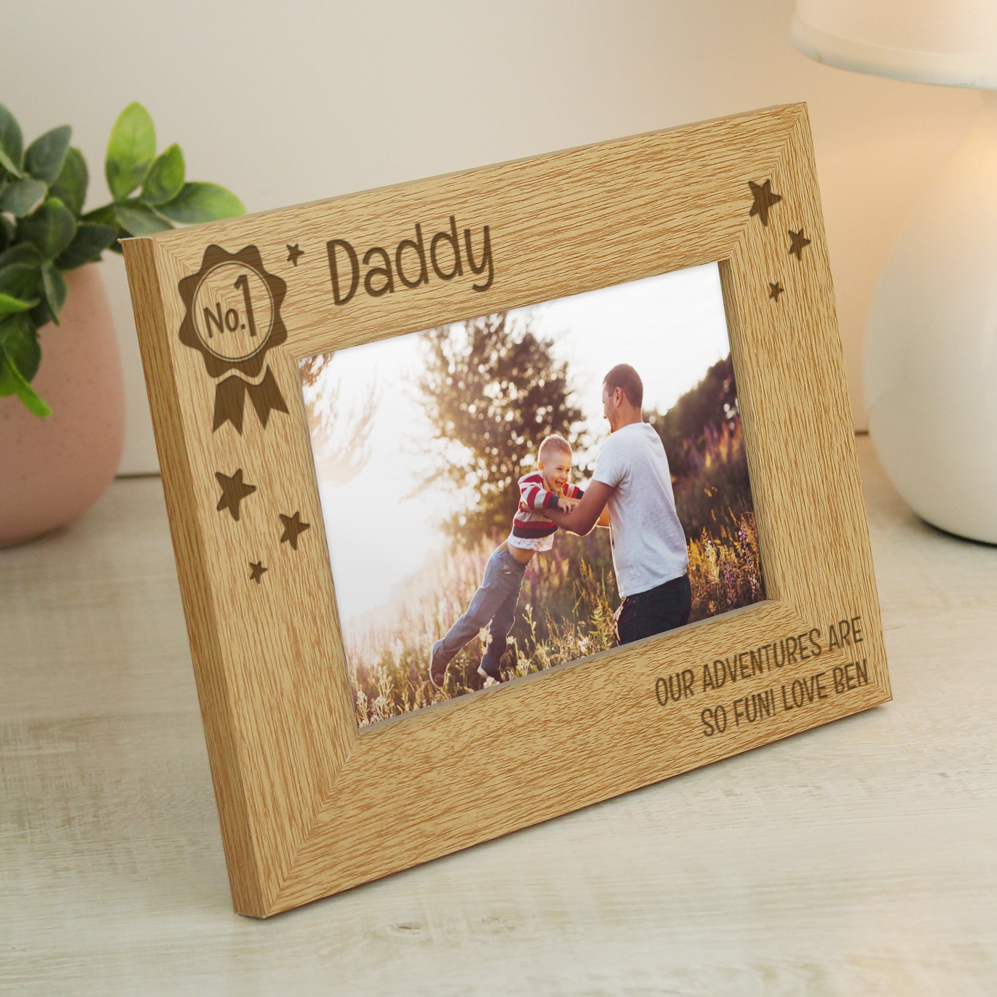 Personalised No.1 6x4 Landscape Wooden Photo Frame - Picture Frame - Inspired Creative Gifts