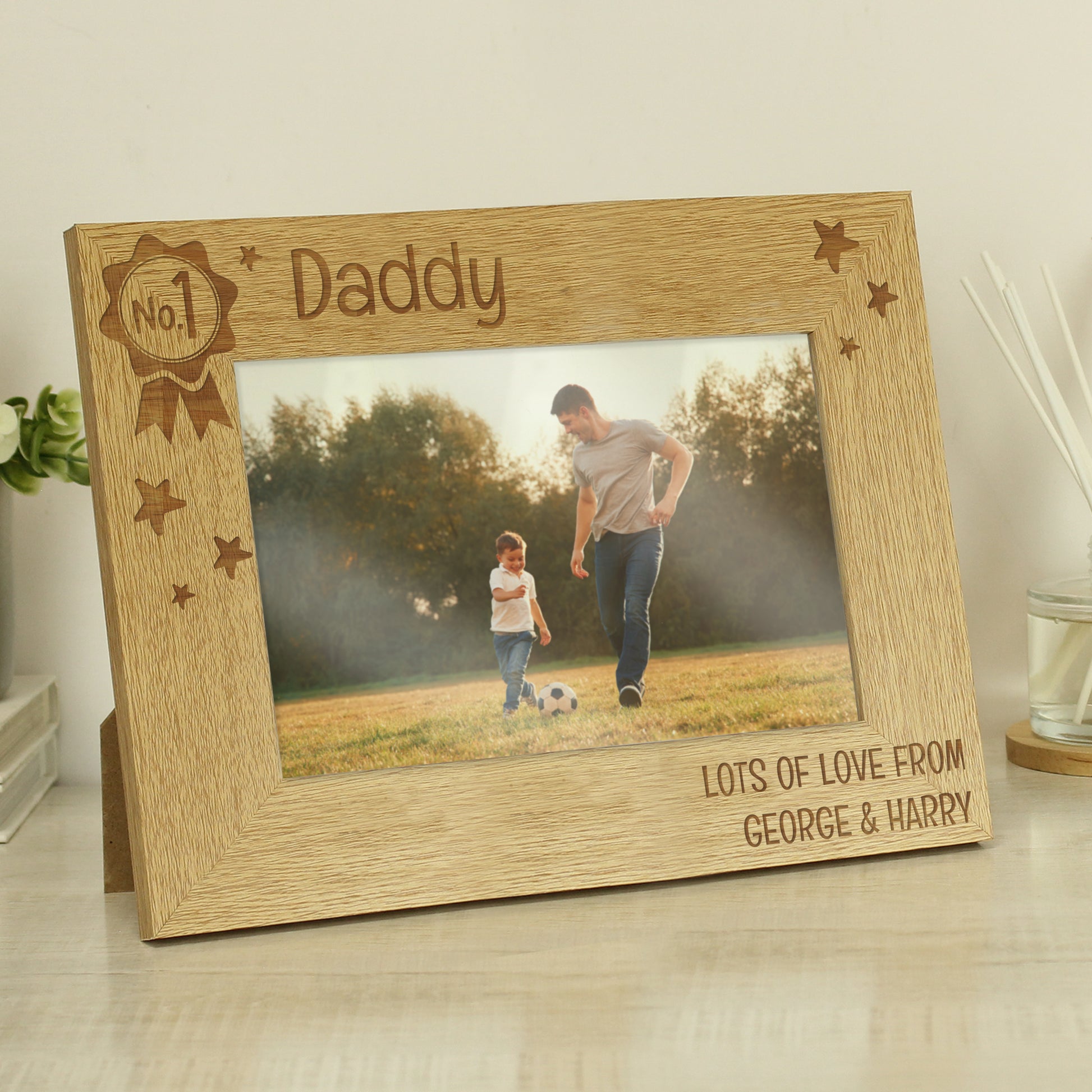 Personalised No.1 6x4 Landscape Wooden Photo Frame - Picture Frame - Inspired Creative Gifts