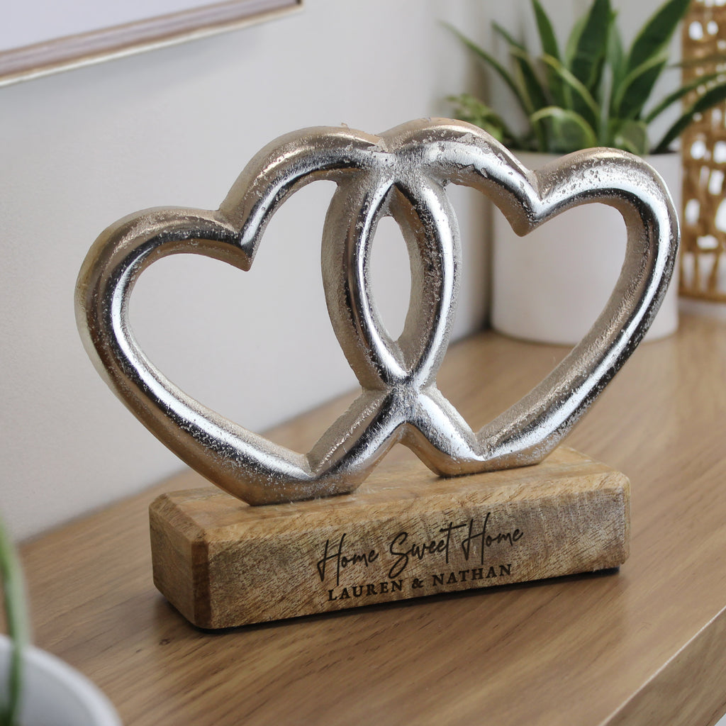 Personalised Two Lines Double Heart Ornament | Ornaments
