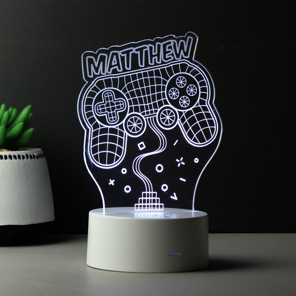 Personalised Name Gaming LED Colour Changing Night Light | LED Lights, Candles & Decorations