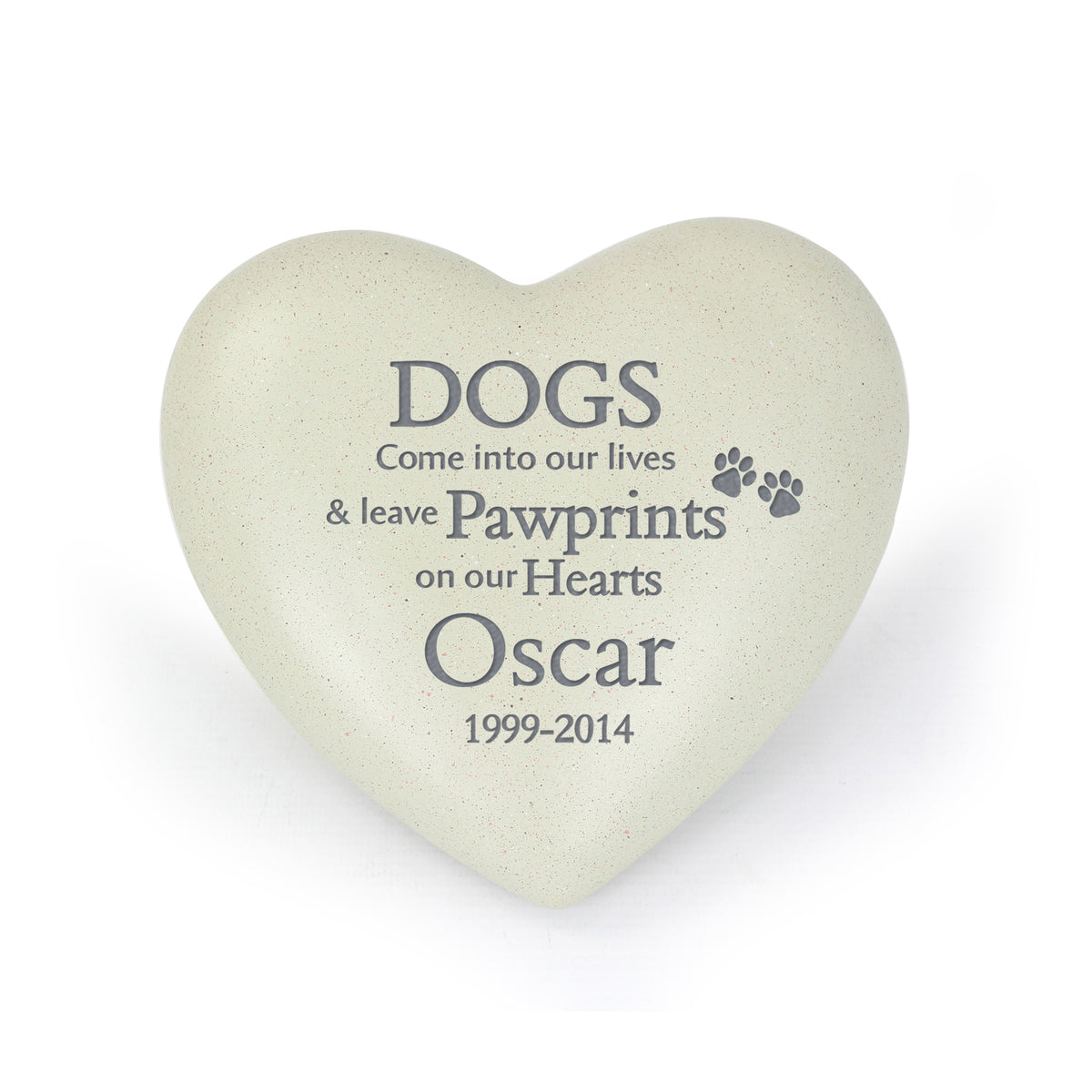 Personalised Dog Pawprints Heart Memorial for Memorial