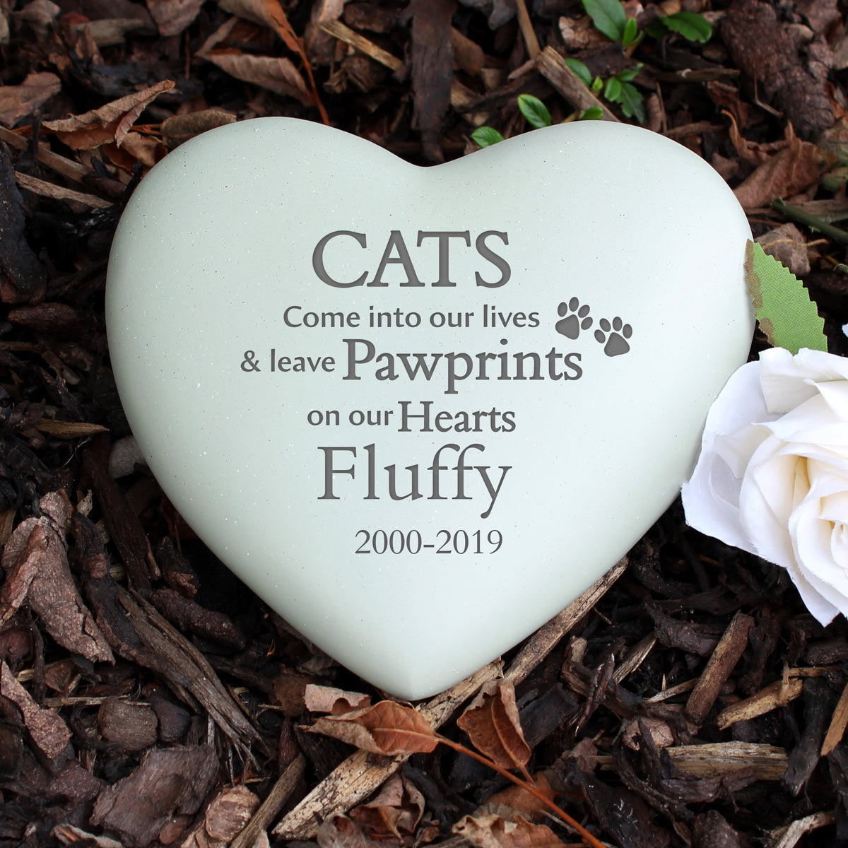 Personalised Cat Pawprints Heart Memorial | Memorial Gift