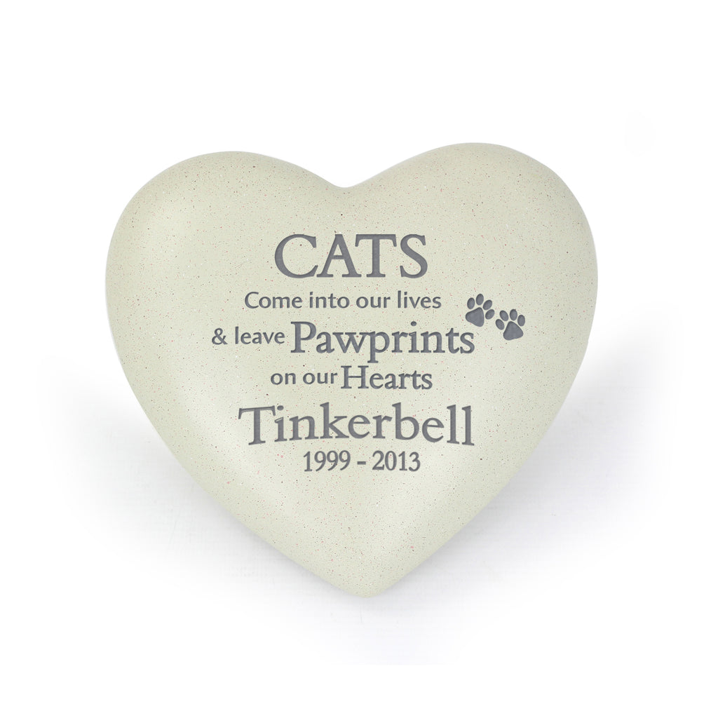 Personalised Cat Pawprints Heart Memorial | Memorial Gift