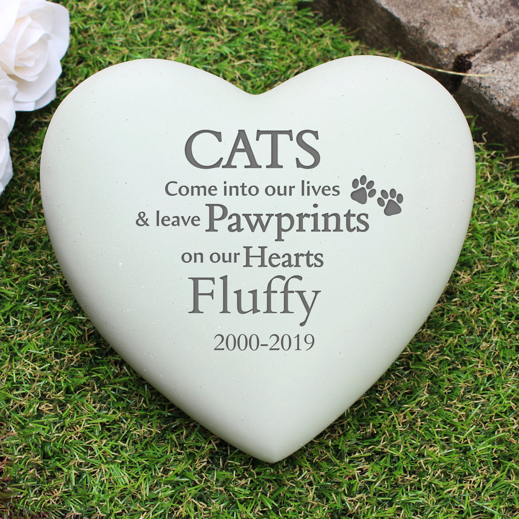 Personalised Cat Pawprints Heart Memorial | Memorial Gift
