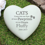 Personalised Cat Pawprints Heart Memorial | Memorial Gift