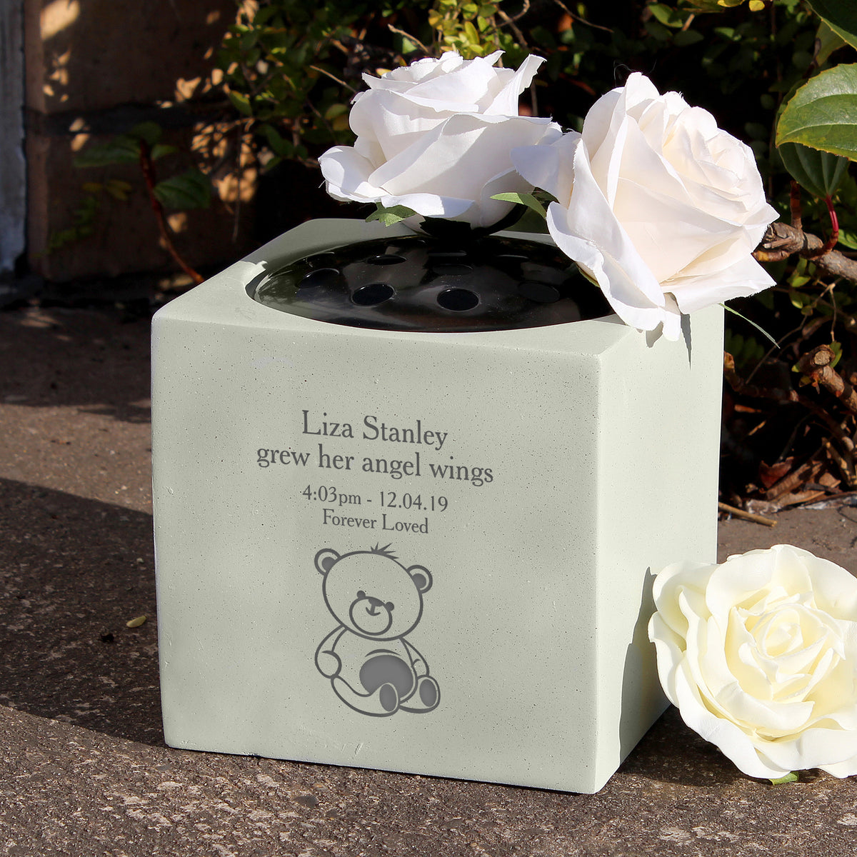 Personalised Teddy Bear Memorial Vase for Memorial