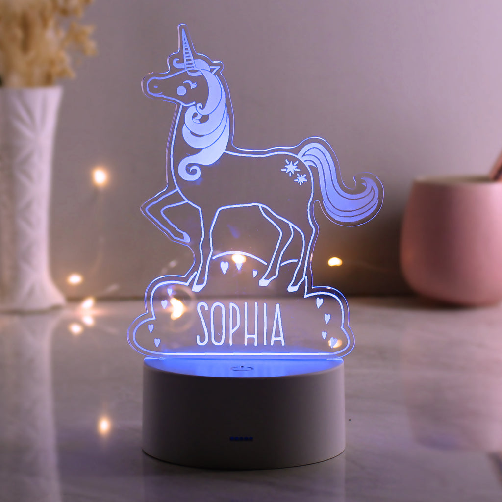 Personalised Unicorn LED Colour Changing Night Light | LED Lights, Candles & Decorations