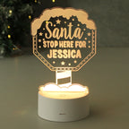 Personalised Santa Stop Here LED Colour Changing Night Light for Christmas