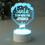 Personalised Santa Stop Here LED Colour Changing Night Light for Christmas