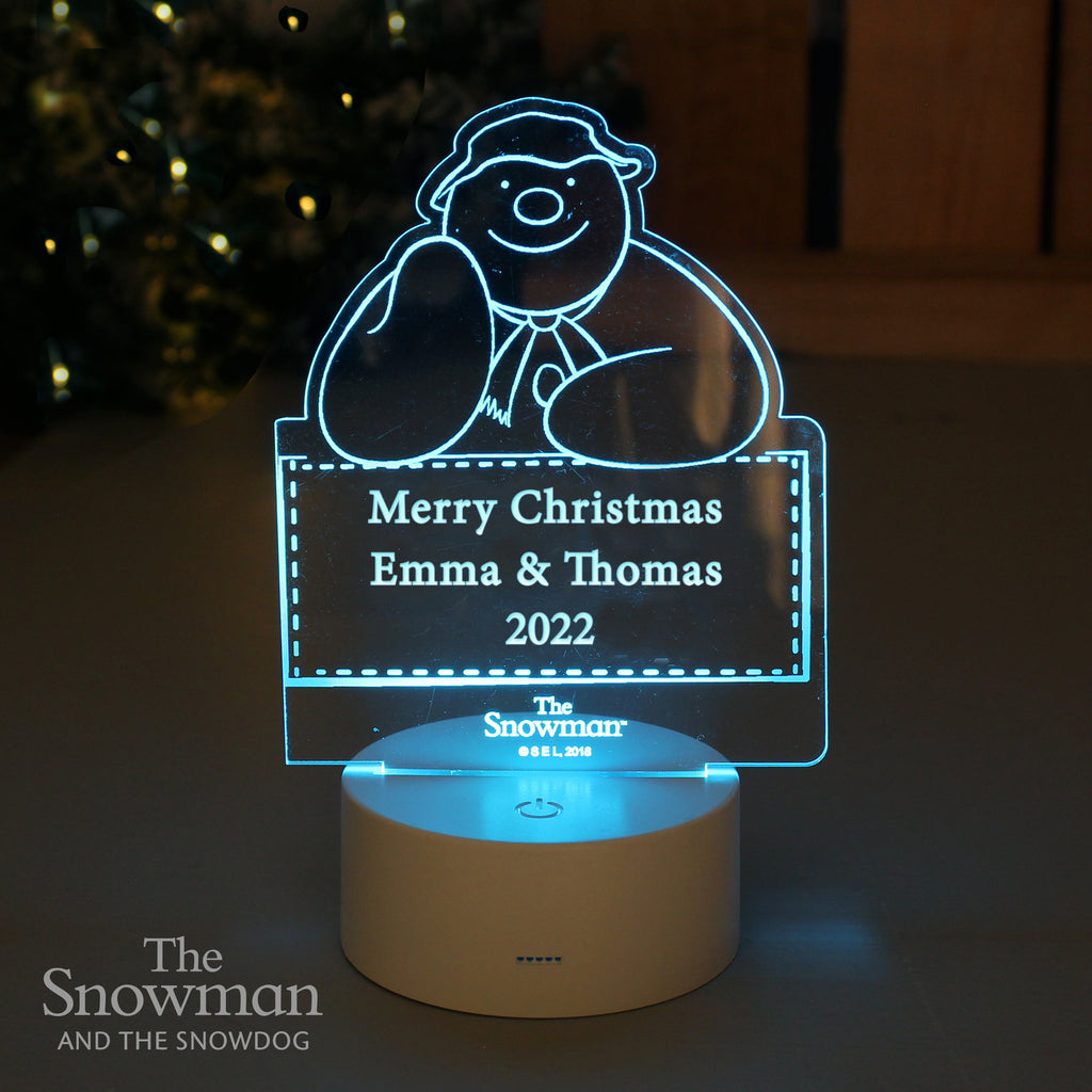 Personalised The Snowman LED Colour Changing Decoration & Night Light for Christmas