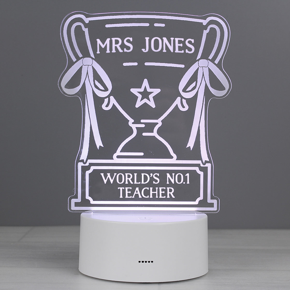 Personalised Trophy LED Colour Changing Night Light for Christmas