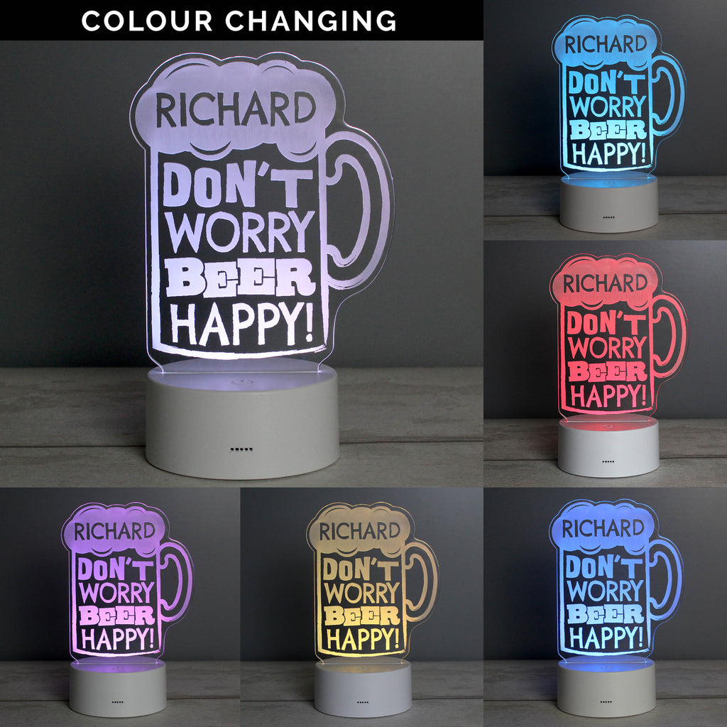 Personalised "Beer Happy" LED Colour Changing Light | Father's Day Gift