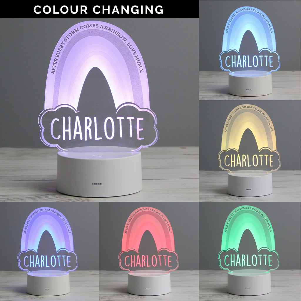 Personalised Rainbow LED Colour Changing Night Light | LED Lights, Candles & Decorations