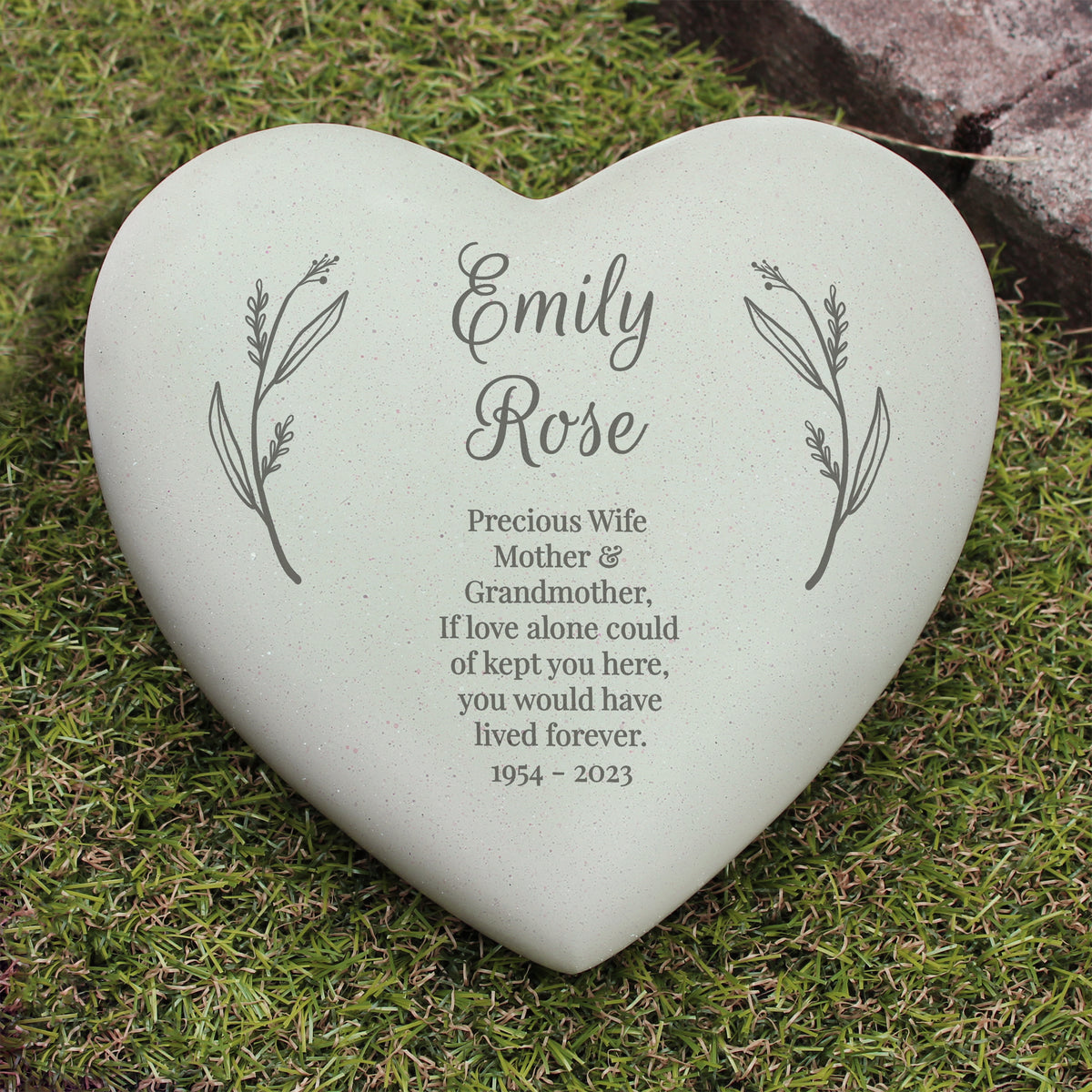 Personalised Free Text Heart Memorial for Memorial