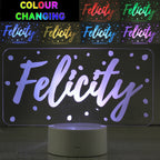 Personalised Polka-dot Name only LED Colour Changing Night Light for Birthday