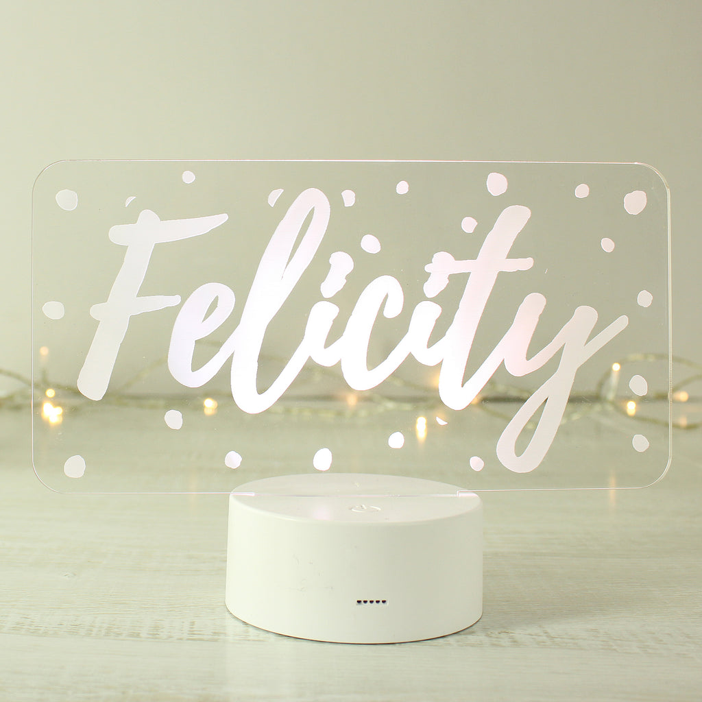Personalised Polka-dot Name only LED Colour Changing Night Light for Birthday