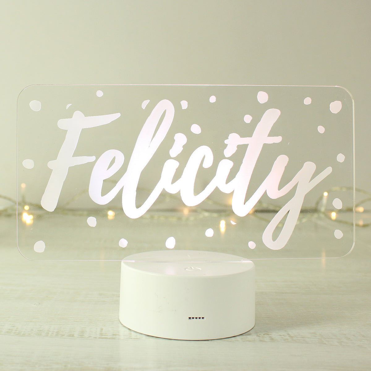 Personalised Polka-dot Name only LED Colour Changing Night Light for Birthday