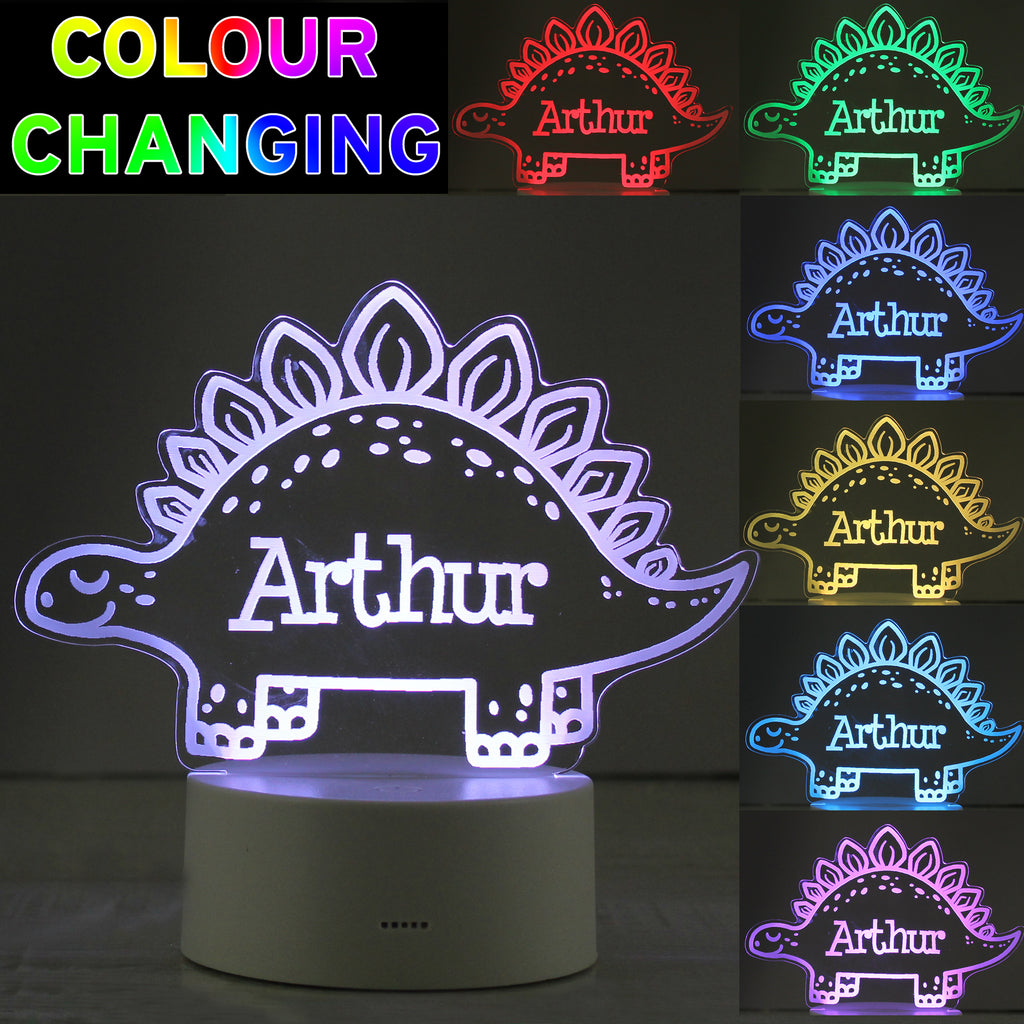 Personalised Dinosaur LED Colour Changing Night Light | LED Lights, Candles & Decorations | Christmas Gift